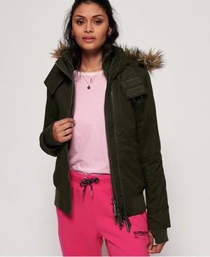 Superdry Microfibre Faux Fur Hooded SD-Windbomber Női Kabát Fekete | EGQVB5374